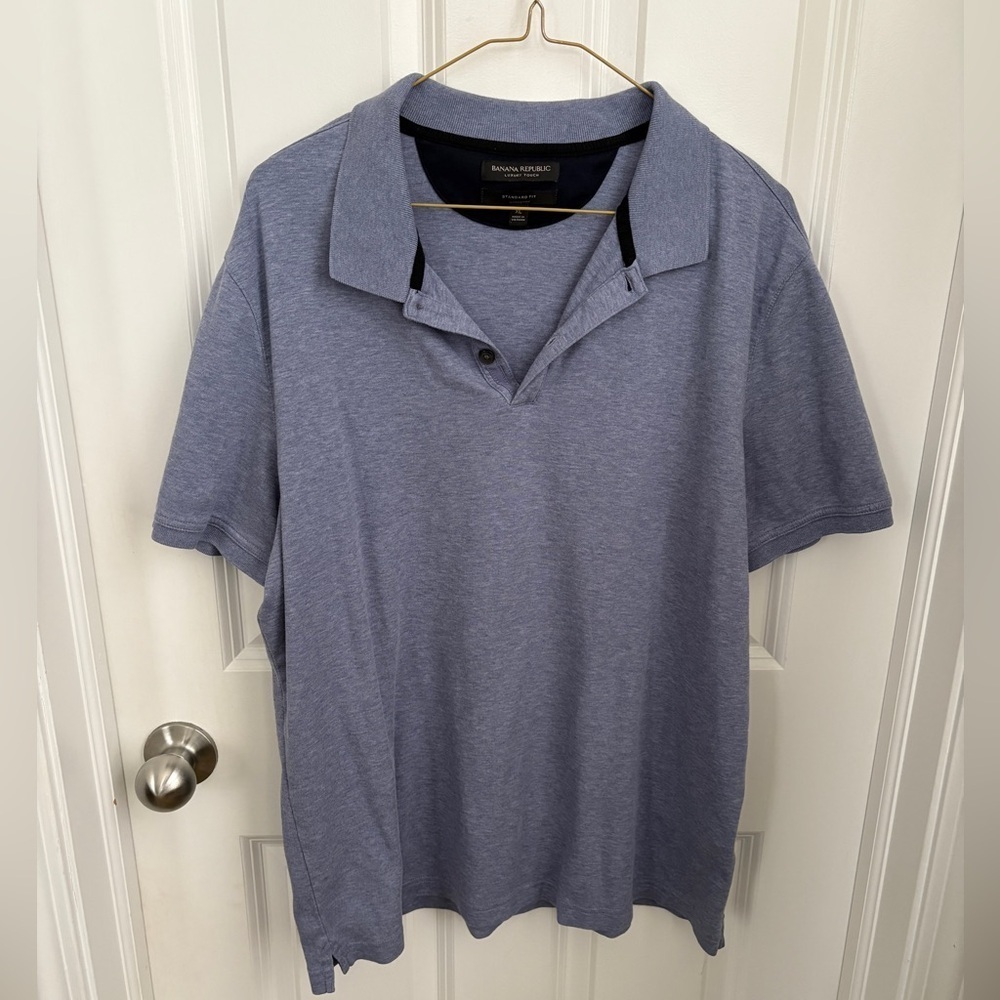 Banana Republic Men's Luxury Touch Standard Fit Blue Polo